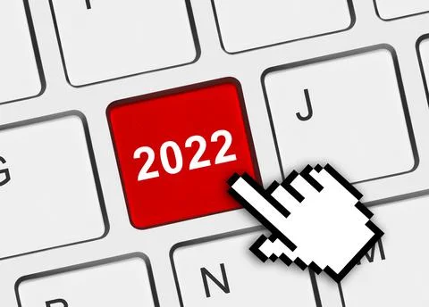 Computer keyboard with 2022 key Stock Photos