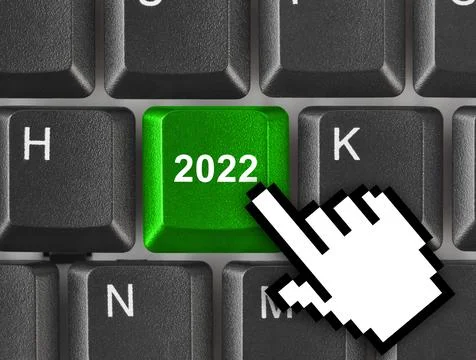Computer keyboard with 2022 key Stock Photos