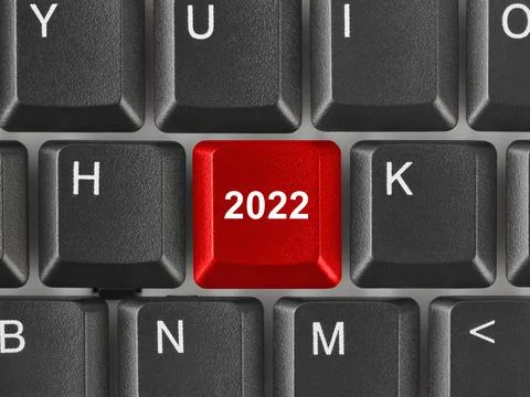 Computer keyboard with 2022 key Stock Photos