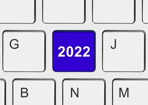 Computer keyboard with 2022 key Stock Photos