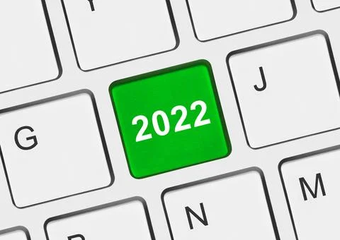 Computer keyboard with 2022 key Stock Photos