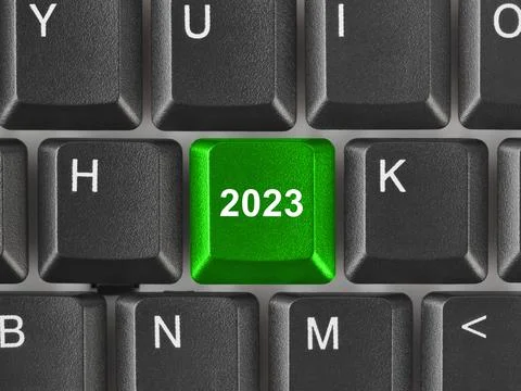 Computer keyboard with 2023 key Stock Photos