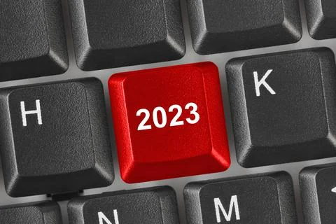 Computer keyboard with 2023 key Stock Photos