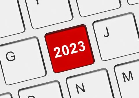 Computer keyboard with 2023 key Stock Photos