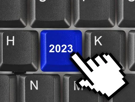 Computer keyboard with 2023 key Stock Photos