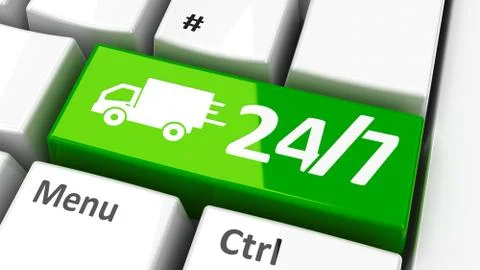 Computer keyboard 24/7 Illustrazione stock