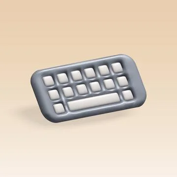 Computer keyboard 3d icon. qwerty keyboard 3d illustration. Stock Illustration