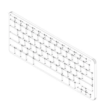 Computer keyboard. 3d isometric style.  Vector outline illustration. Stock Illustration