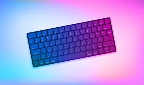 Computer keyboard. 3d vector illustration with holographic effect Stock Illustration