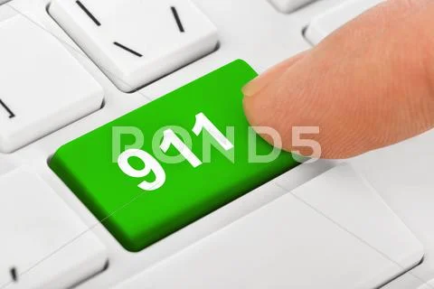 Computer keyboard with 911 key Stock Photos