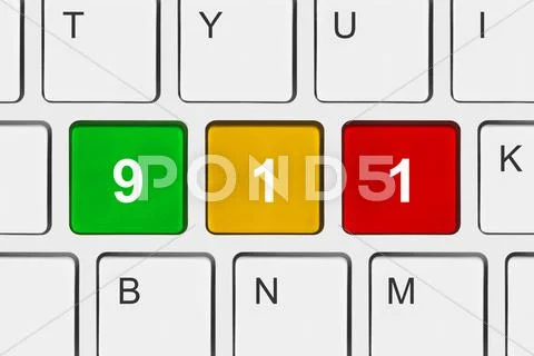 Computer keyboard with 911 key Stock Photos