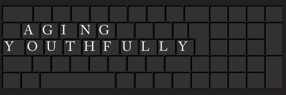 Computer Keyboard with Aging Youthfully text. Close-up of an electronic Com.. Stock Illustration