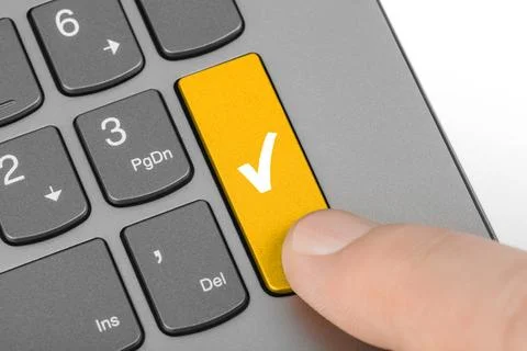 Computer keyboard with agreement key Computer keyboard with agreement key ... 스톡 사진
