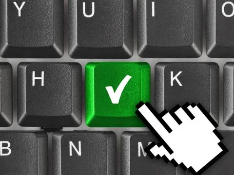 Computer keyboard with agreement key 스톡 사진