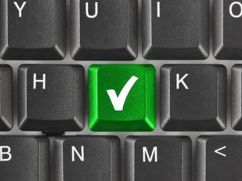 Computer keyboard with agreement key 스톡 사진