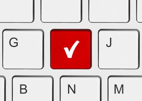 Computer keyboard with agreement key 스톡 사진