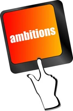 Computer keyboard with ambition button - business concept, keyboard keys Illustrazione stock