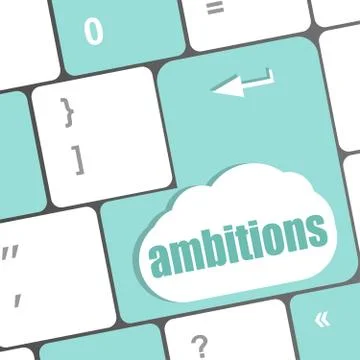 Computer keyboard with ambition button - business concept, keyboard keys 스톡 일러스트
