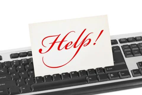 Computer keyboard and card Help Stock Photos