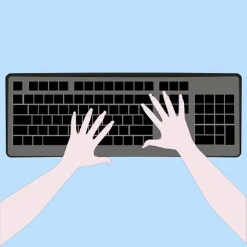 Computer keyboard and female hands. Stock Illustration