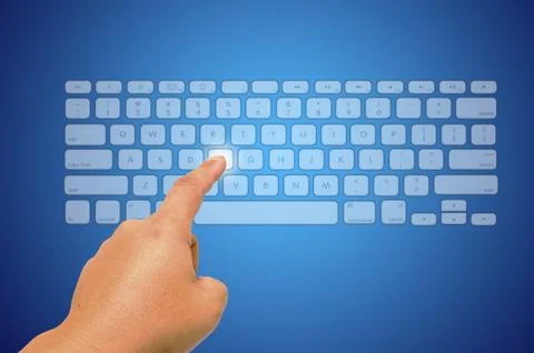 Computer keyboard and hand Illustrazione stock