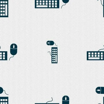 Computer keyboard and mouse Icon. Seamless abstract background with geometric Stock Illustration