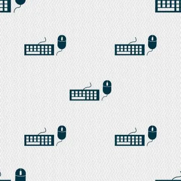 Computer keyboard and mouse Icon. Seamless abstract background with geometric Stock Illustration