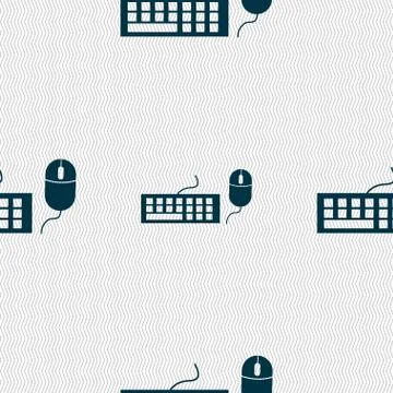 Computer keyboard and mouse Icon. Seamless abstract background with geometric Stock Illustration