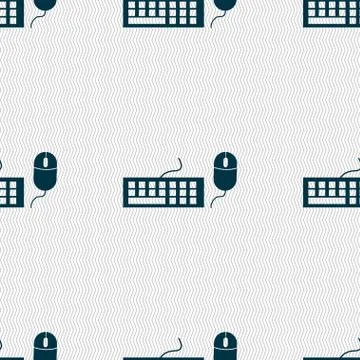 Computer keyboard and mouse Icon. Seamless abstract background with geometric 스톡 일러스트