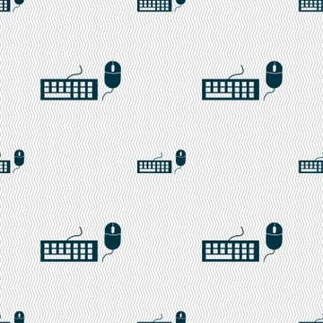 Computer keyboard and mouse Icon. Seamless abstract background with geometric sh 스톡 일러스트