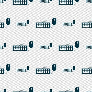 Computer keyboard and mouse Icon. Seamless abstract background with geometric sh Illustrazione stock