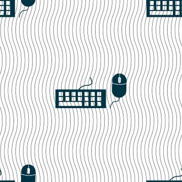 Computer keyboard and mouse Icon. Seamless pattern with geometric texture. 스톡 일러스트