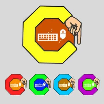 Computer keyboard and mouse Icon. Set colourful buttons. イラスト素材