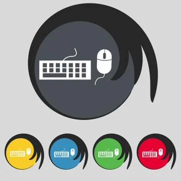 Computer keyboard and mouse Icon. Set colourful buttons. 스톡 일러스트