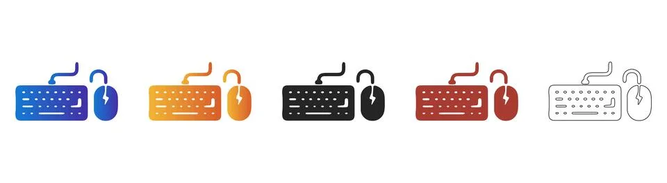 Computer keyboard and mouse icon for digital workspace Stock Illustration