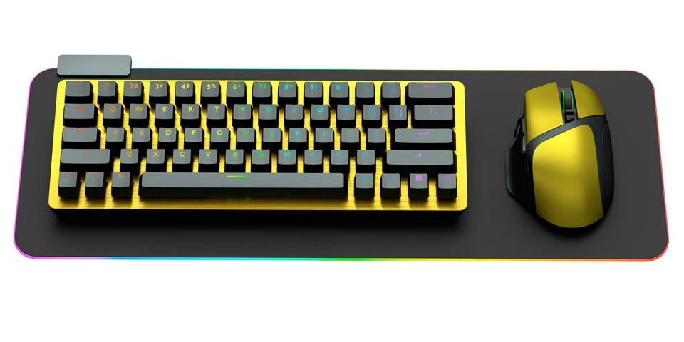 Computer keyboard and mouse on professional pad isolated on white background. Stock Illustration