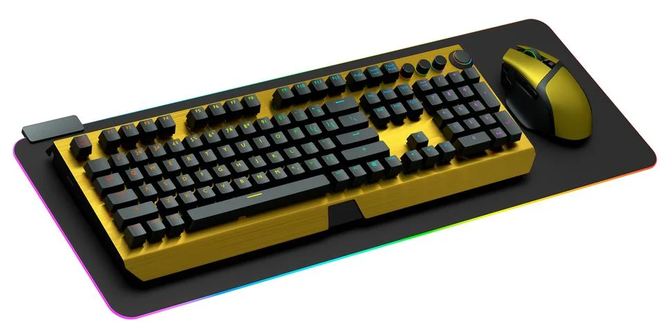 Computer keyboard and mouse on professional pad isolated on white background. Stock Illustration