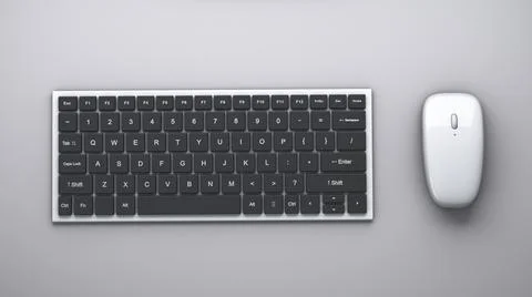 Computer keyboard and mouse on the table. Workplace. Top view. Office topics. Foto stock