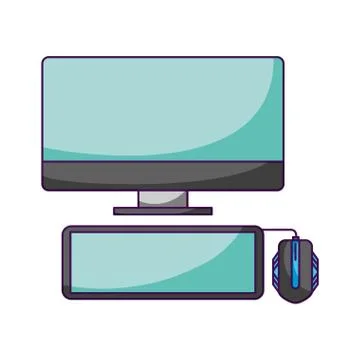 Computer keyboard and mouse white background Illustrazione stock