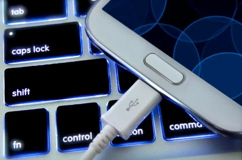 Computer Keyboard and Phone Stock Photos