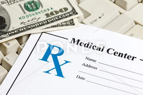 Computer Keyboard and Prescription Stock Photos