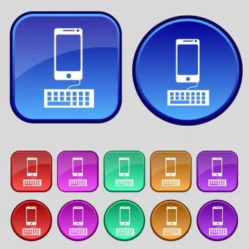 Computer keyboard and smatphone Icon. Set colourful buttons. Vector 스톡 일러스트