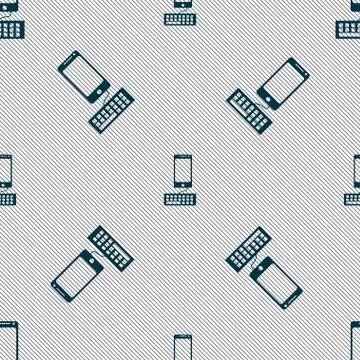 Computer keyboard and smatphone Icon. Seamless pattern with geometric texture Stockillustratie