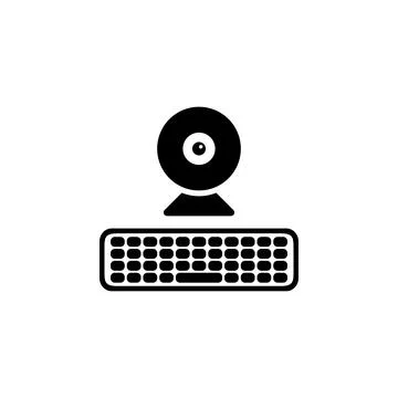 Computer Keyboard and Webcam for Chat Solid Flat Vector Icon Isolated on Whit Stock Illustration