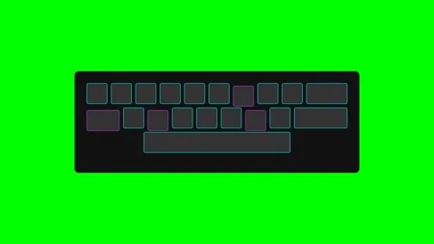 Computer keyboard animation with highlighted typing keys pressing Stock Footage 346738681