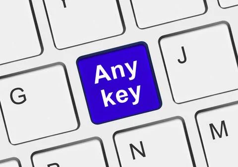 Computer keyboard with Any key Computer keyboard with Any key - technology... Foto stock