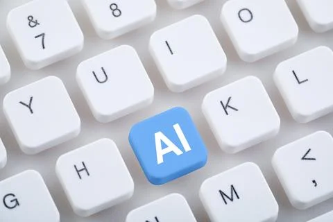 Computer keyboard with Artificial Intelligence button. Foto stock