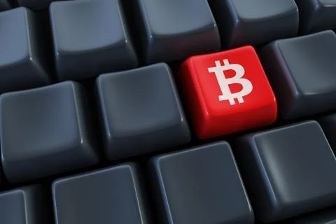Computer keyboard with bitcoin buttons Stock Illustration