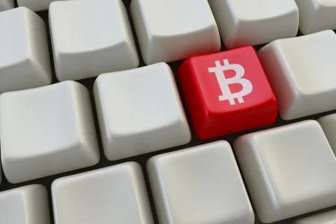 Computer keyboard with bitcoin buttons Stock Illustration