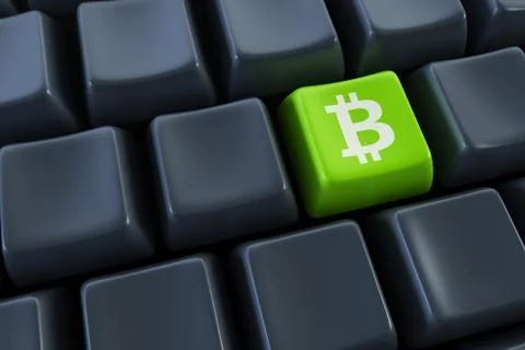 Computer keyboard with bitcoin buttons Stock Illustration